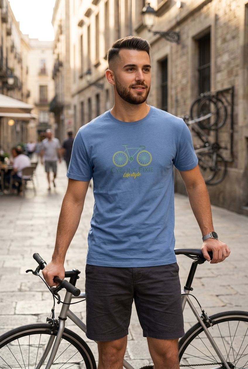 T-Shirt "Cycling Fixie" LOVE VELO premium – en coton BIO