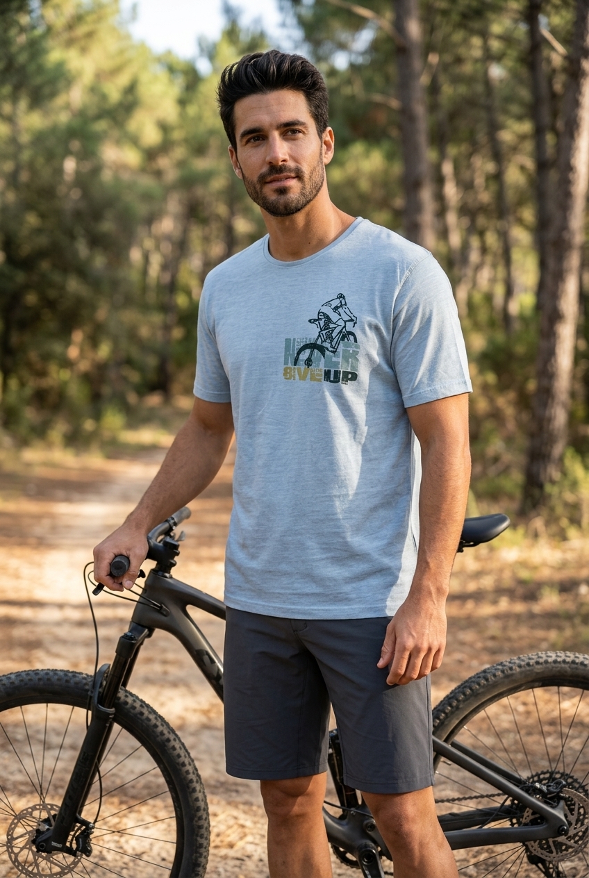 T-Shirt "Never Give UP" LOVE VELO premium – en coton BIO
